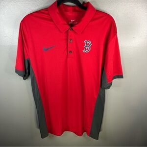 Nike Boston Red Sox MLB Dri Fit Performance Red Grey Polo Shirt Size Mens Large